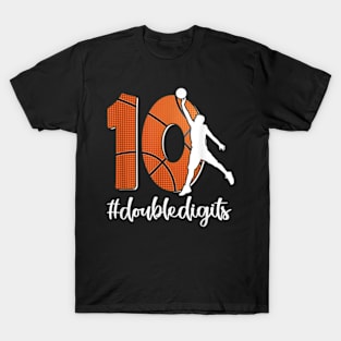 10th Birthday Double Digits Ten Basketball For Boys Men T-Shirt